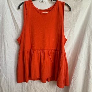 ☀️Free People Orange Anytime peplum top